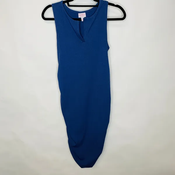 Isabel Maternity Tank Dress Stretch Ruched Midi Sz Small - Image 5