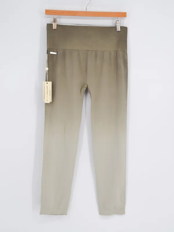 NEW Max Studio Performance Seamless Leggings L/XL Sage Green Laser Cut Ombre - Image 2