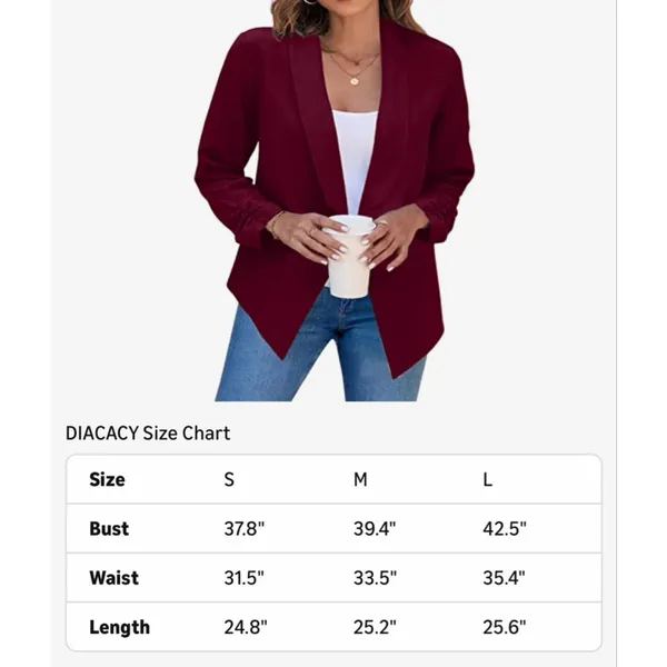 NEW Cropped Formal Open Front Blazer Long Sleeve Loose Blazer L - Image 4
