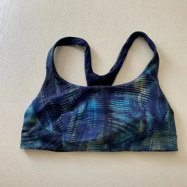 Lululemon Sports Bra Size 8 Blue Teal Abstract Racerback Yoga Athletic - Image 2