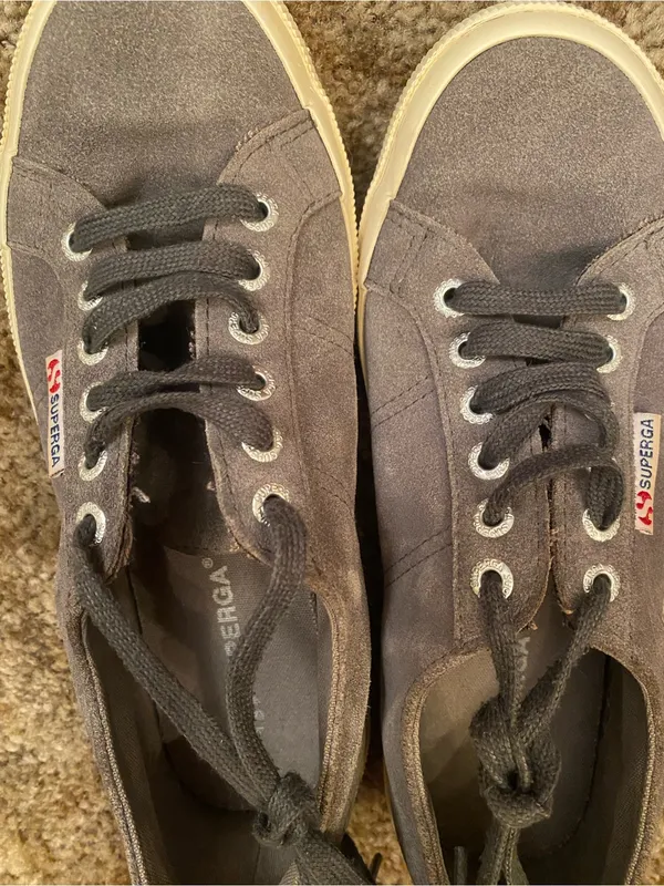 Superga Gray Canvas Low-Top Sneakers with Cream Sole EU 39 - Image 6