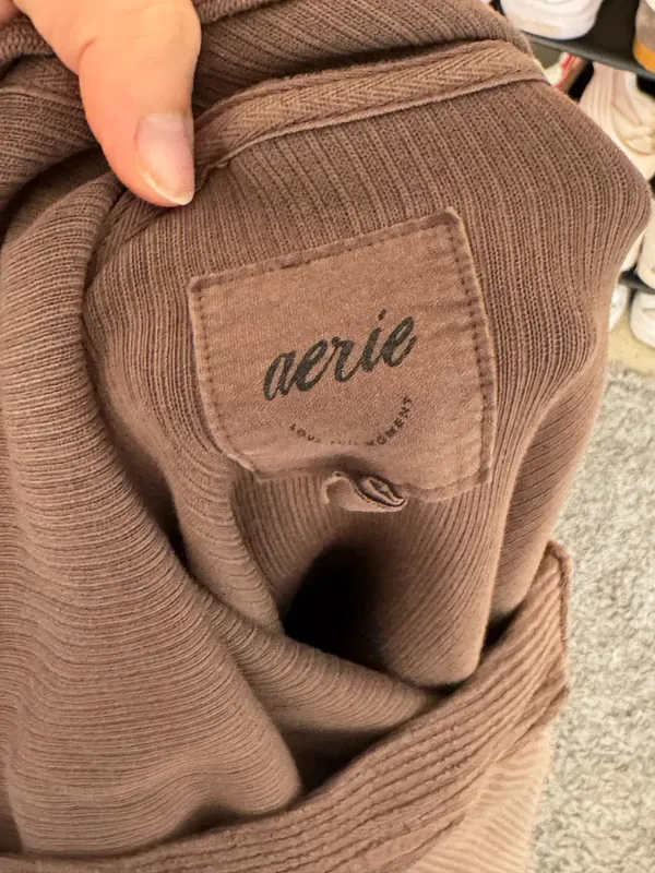 Aerie Brown Pullover Button M - Image 4