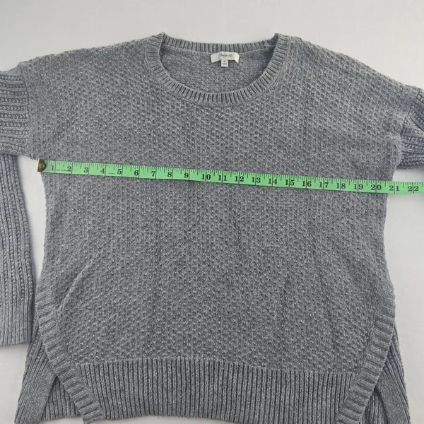 Madewell Textured Knit‎ Gray Sweater Crew Neck Long Sleeve Casual Womens Size M - Image 8
