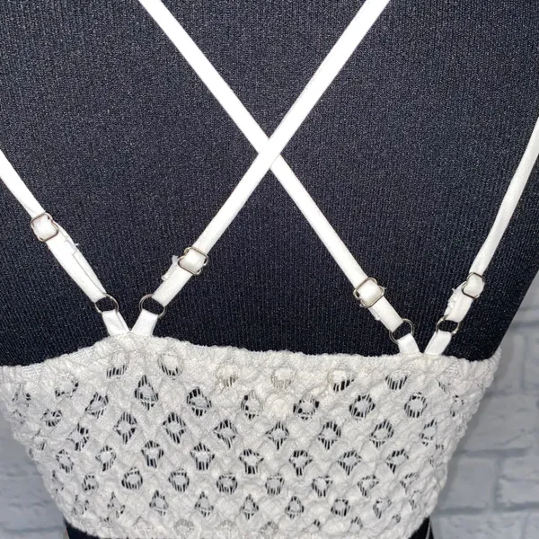 Francesca’s lace criss cross back bralette w/4 adjustable straps white sz Med - Image 5