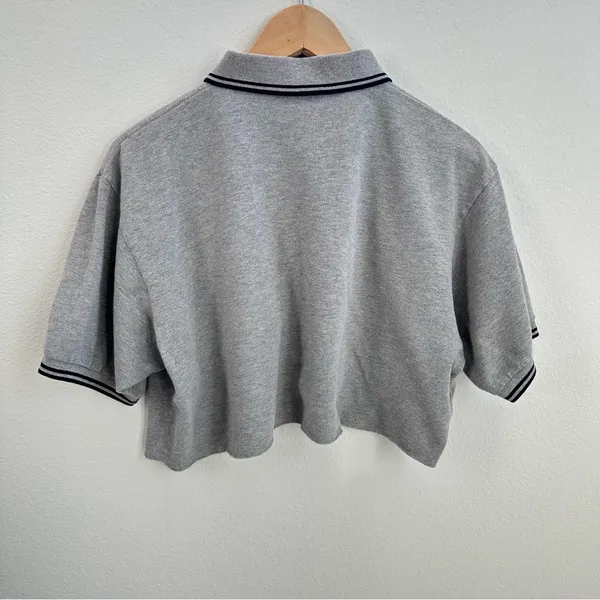 Grey Polo Ralph Lauren Y2K Cropped Polo - Image 4