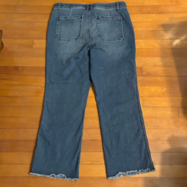 Democracy Plus Size 14 Ab Technology Wide Leg Jeans Raw Hem Patch Pockets - Image 2
