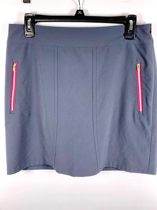 Annika Cutter & Buck Golf Skort Womens 4 Gray Pink Zip Pockets Stretch Tennis - Image 5