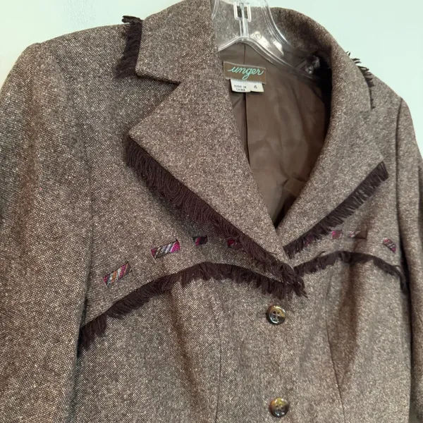 Kay Unger Vintage Coquette Girl Blazer Women's 4‎ Brown Tweed Career Boho Dainty - Image 2