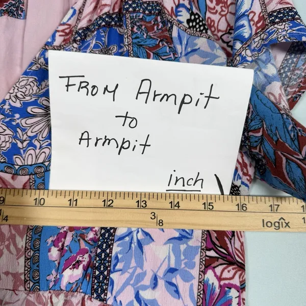 Anthropologie‎ Size-S Robin Mini Dress Blue Pink Paisley Patchwork - Image 4