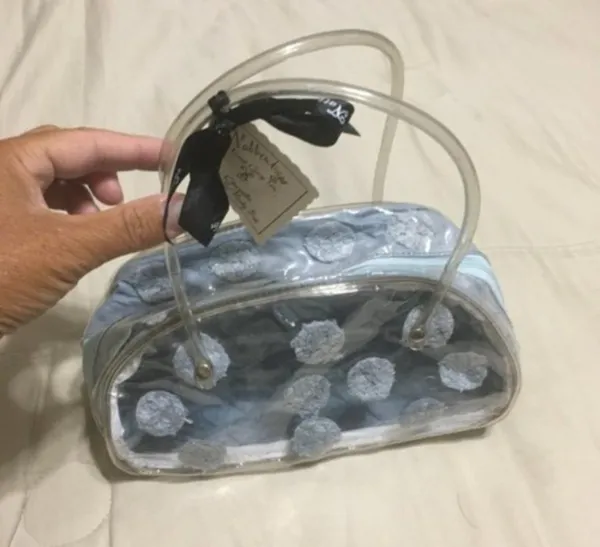 Blue And Clear Cosmetics Pouch With Zipper And Carry Handle - Image 2