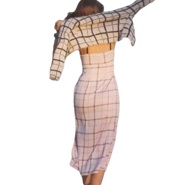 Urban Outfitters Cher Maxi Slip Dress M • Pink Plaid • Lace Straps • Y2K Grunge - Image 4