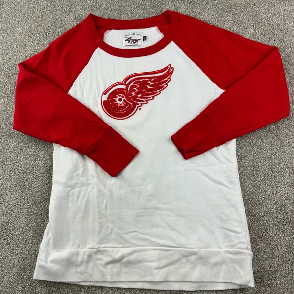 Detroit Red Wings Sweatshirt Womens L G-III 4Her NHL Fleece Chenille Logo Raglan - Image 3