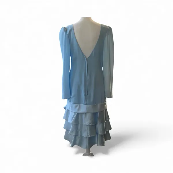 Vintagew Drop waist Long sleeve Blue Dress - Image 4