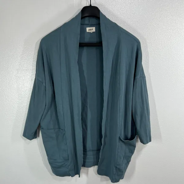 Pact Organic‎ Cotton Airplane Cardigan Sweater Slate Blue Women's Size M / L - Image 2