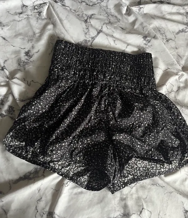 Free People FP Movement The Way Home Run Shorts Black & White Leopard Print - Image 8