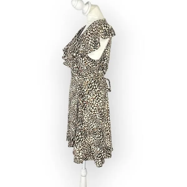 Free People French Quarter Wrap Mini Dress Women's Medium Black Brown White - Image 4