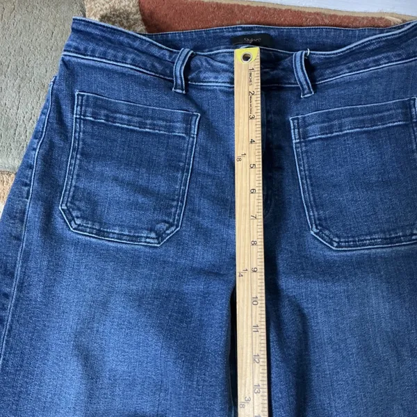 Quince Bella Stretch Patch Pocket Wide Leg Jeans Women 31 Blue High Rise Organic - Image 3
