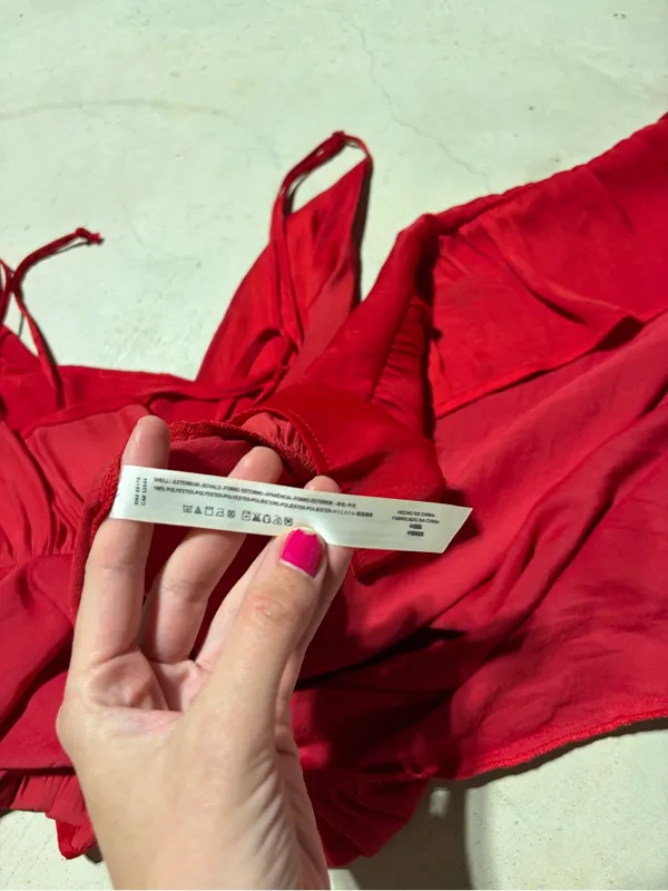 Intimately free people Red Ruffle Wrap Mini slip Dress large - Image 10