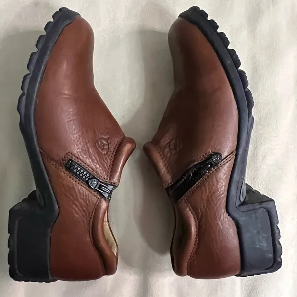 Ariat ATS Equipped Brown Leather Zip Clogs | Women’s 9B - Image 8