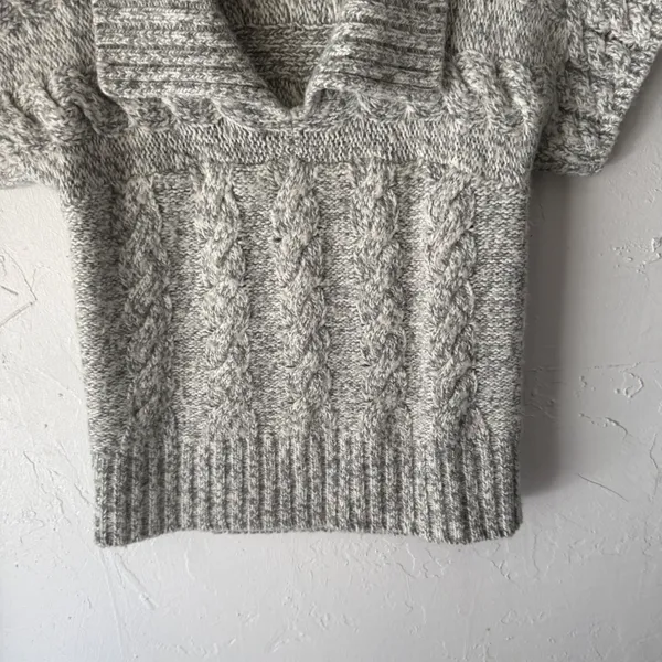 Anthropologie Kimchi‎ Blue Cable Knit Gray Sweater Sm Preppy Gilmore Girls - Image 3