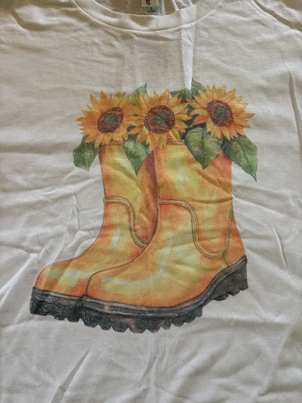 Jerzees Rainboots and Sunflower Spring Graphic Tee - Image 2