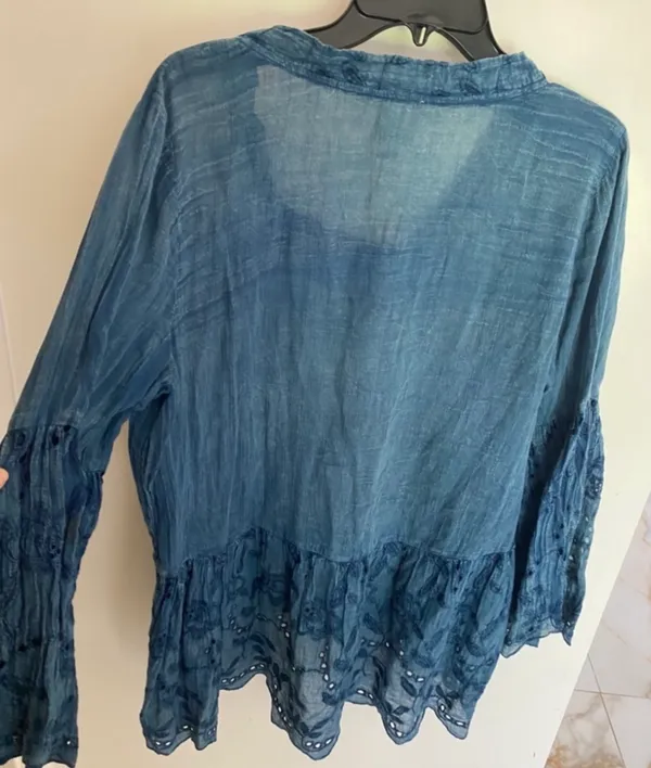 ivy jane Indigo Blue Embroidered Peasant Tunic - Image 4