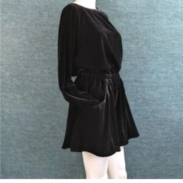 Universal Threads long sleeves velvet black mini length Dress size M romantic new - Image 10