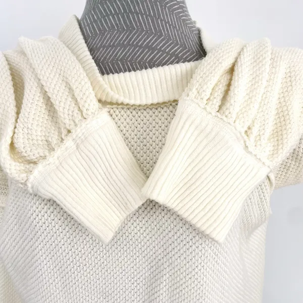 Free People Cream Oversized Fall Knit Sweater Boho Comfort Waffle Top Size M NEW - Image 5
