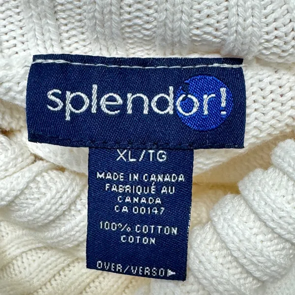 Vintage Splendor Cream White 100% Cotton Turtleneck Sweater Women's XL‎ Canada - Image 6