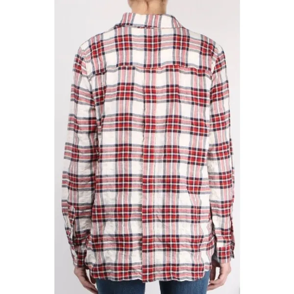 Jenni Kayne‎ Sequoia Plaid Cotton Button Down Shirt Red Cream S - Image 9
