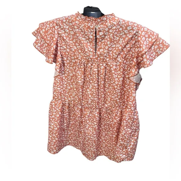 Jodifl Ruffle Sleeve Top burnt orange and white print wt55 - Image 2
