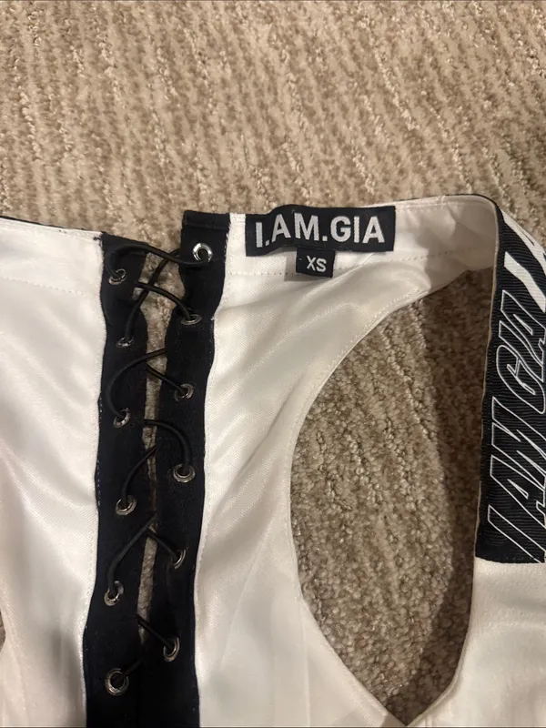 I.AM.GIA White Corset Tank with Black Lace Trim - Image 2