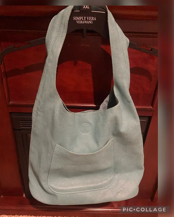 Turquoise Hobo Leather Handbag 15” X 15” - Image 7