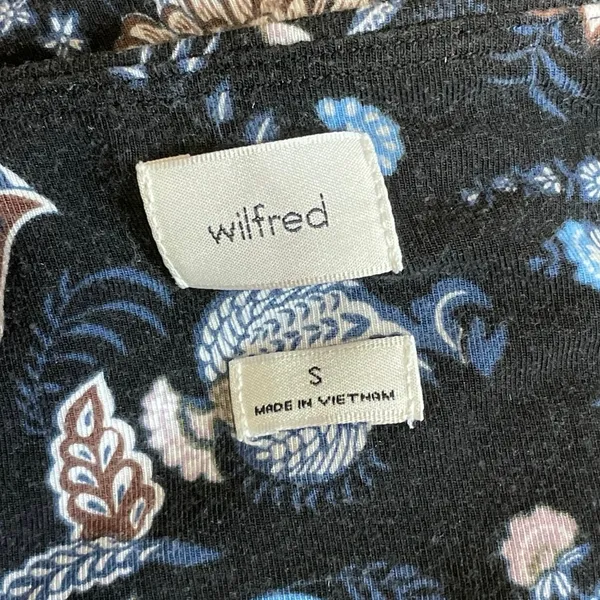 Aritzia Wilfred Women Black Floral Long Sleeve Square Neck Knit Crop Top Size S - Image 5