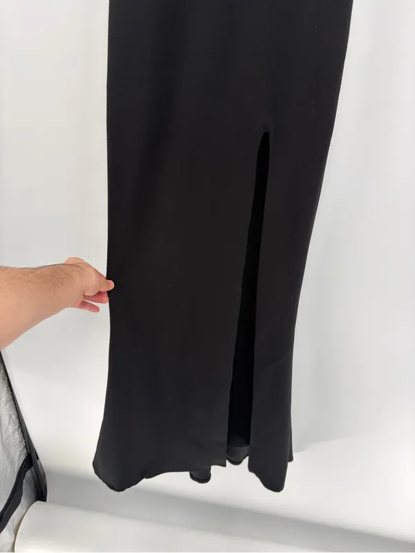 Nookie Madonna black halter event neck slit maxi formal wedding guest dress xs - Image 5