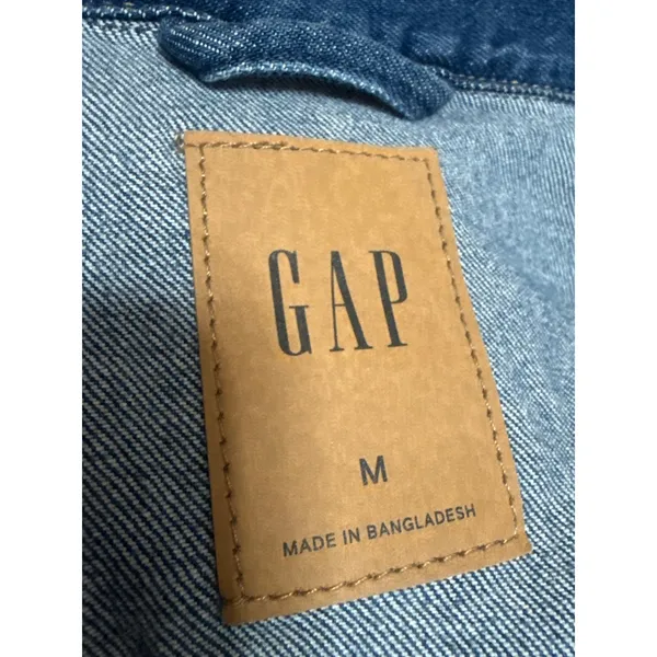 GAP Womens Blue Collared Long Sleeve Button Down Shirt Trucker Coat Jacket Top M - Image 4