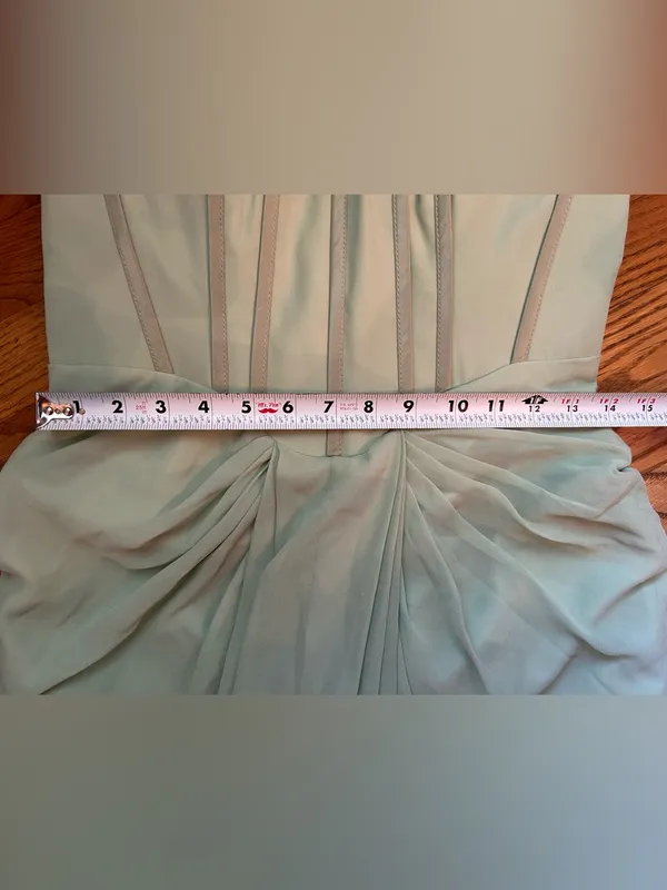 Strapless Sage Green Evening Gown Size 6 - Image 8