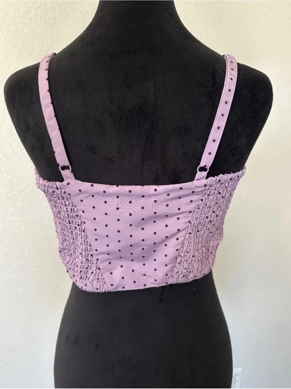 Old Navy Lilac Polka Dot Square Neck Crop Top - Image 5