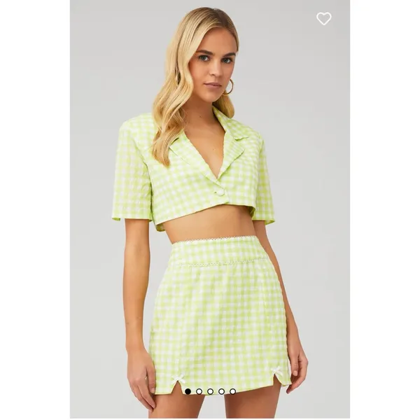 For Love & Lemons Green Gingham Checkered Blazer S. $167‎ - Image 2