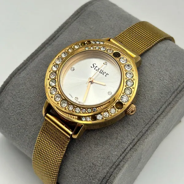 Stauer Gold-tone Swirling Stunner Crystal Bezel Women's Watch Working - Image 2