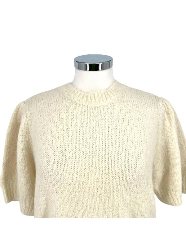 Vero Moda Puff Sleeve Cream Sweater Size Large Light Academia Cottagecore - Image 10