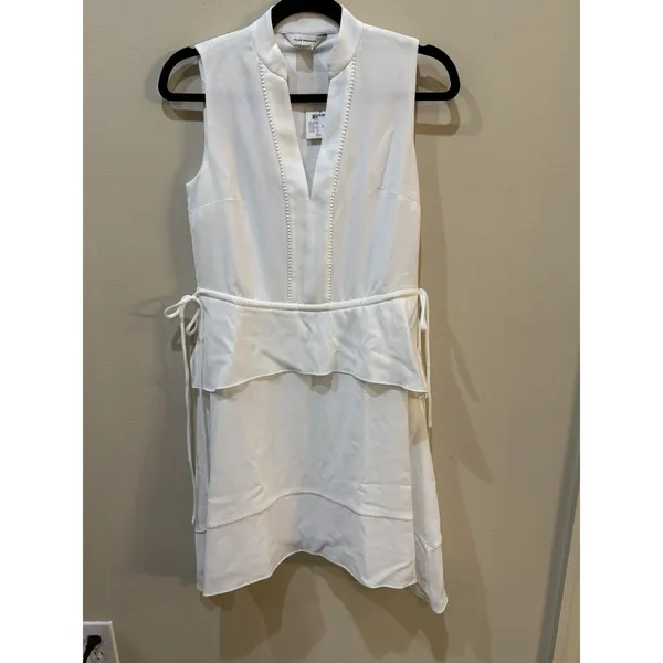 Club‎ Monaco Raelee Sleeveless V-Neck Peplum Dress Size 0 White - Image 3