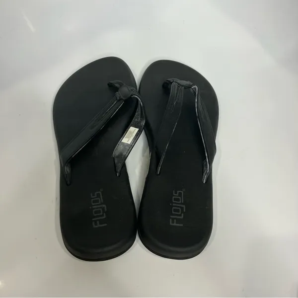 Flojos flip flop‎ sandals thongs black faux leather womens size 10 casual summer - Image 5