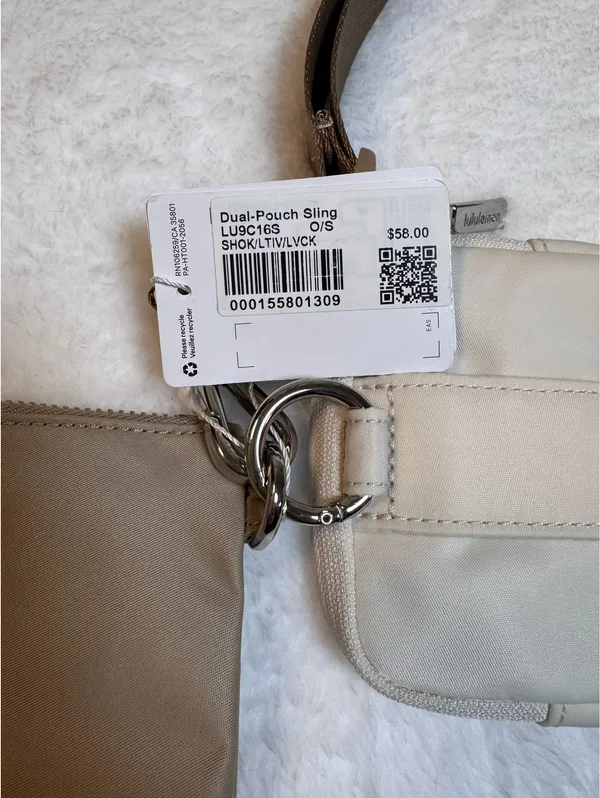 Dual pouch sling bag in beige by Lululemon - Image 6