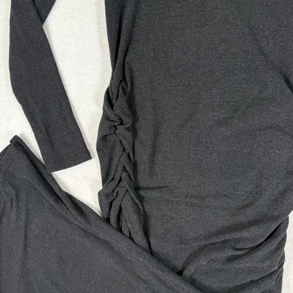 James Perse Standard Black Ruched Long Sleeve Maxi Dress Size 2 Made in USA - Image 3