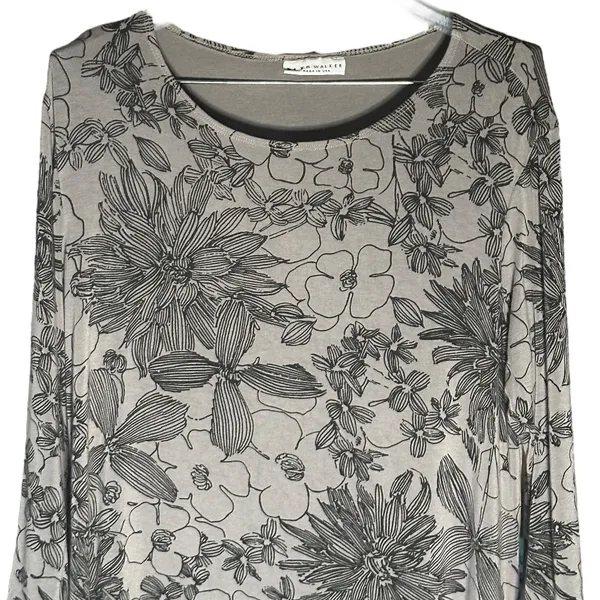 Bryn Walker Irys Black and Grey Stretch Jersey Floral‎ Dress Sz XL - Image 5