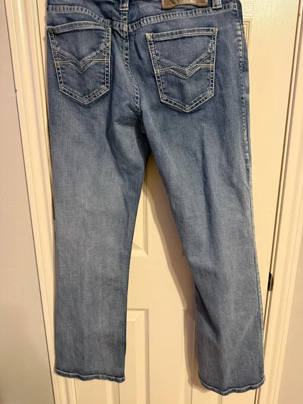 Rock & Roll Denim Mens Double Barrel Bootcut jeans 34/32 light wash EUC - Image 5