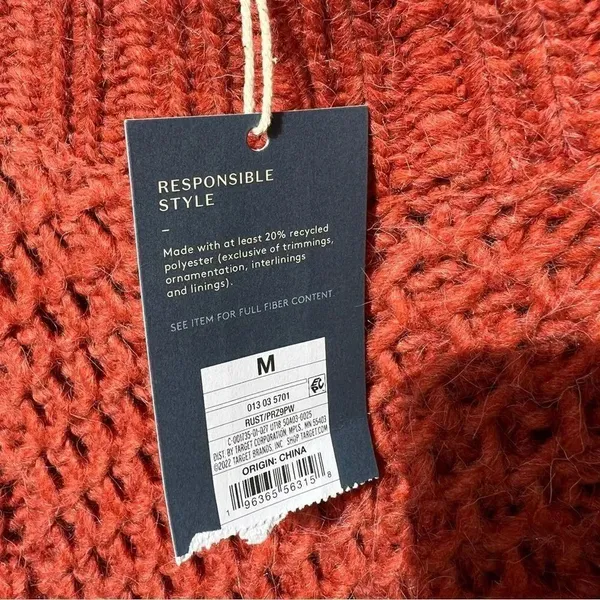 NWT Universal Thread Rust Chunky Cable Knit Mock Turtleneck Pullover Sweater M - Image 4