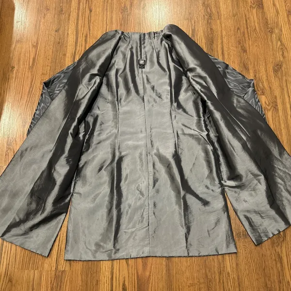 Gump's San Francisco Jacket Womens 6 Open Front Gray Long Line Pockets - Image 4
