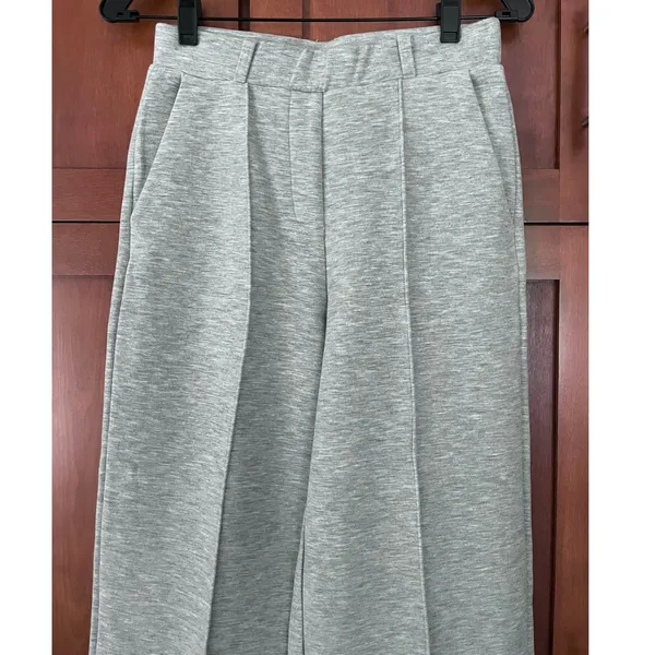 OGL FuzzLuxe Pant Straight Leg High Waist Pull On Heather Grey Size Small Tall - Image 3